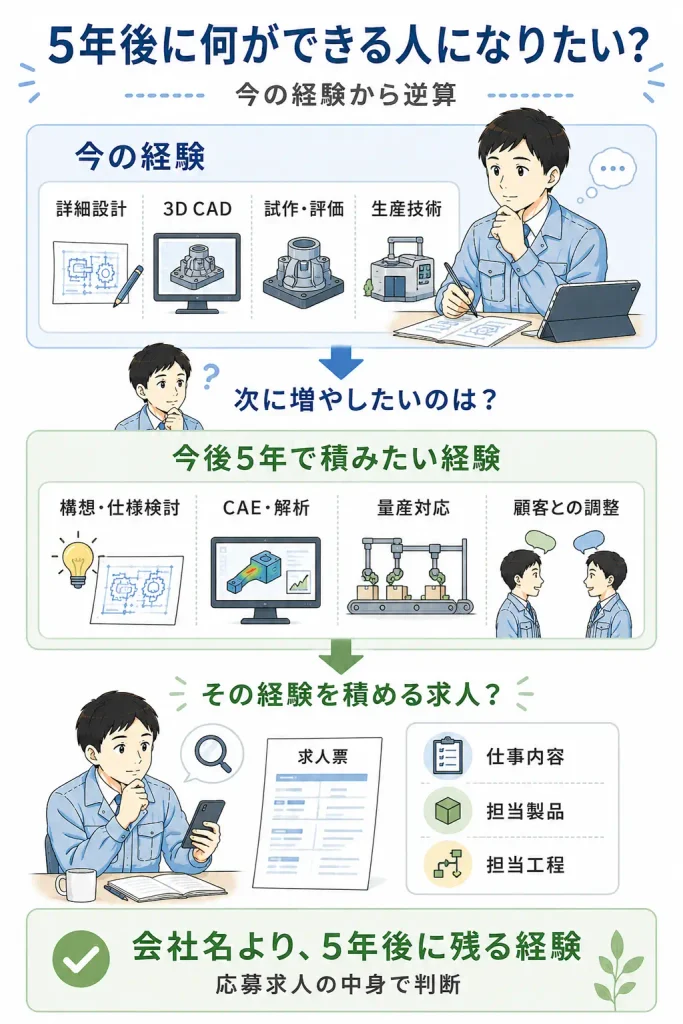 今の経験 → 今後5年で積みたい経験