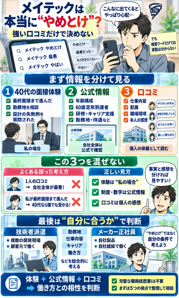 メイテックの『やめとけ』を3つの情報で検証