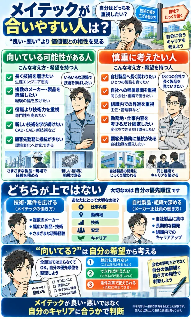 メイテックが向いている人／慎重に考えたい人