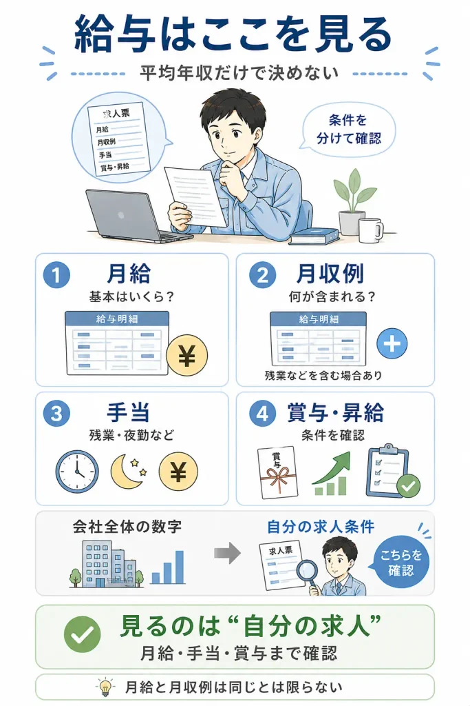 求人票の給与を見る4ポイント