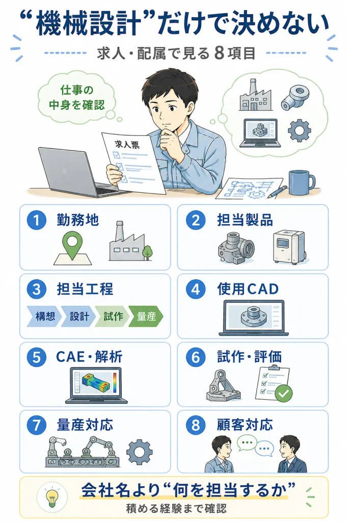 機械設計者が配属・求人で確認したい8項目
