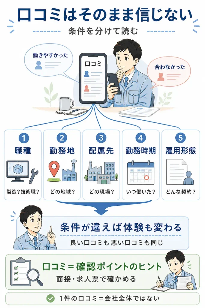 転職口コミは条件を分けて読む