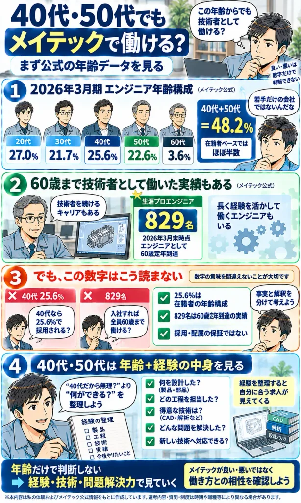 メイテックの年齢構成と40代・50代の見方