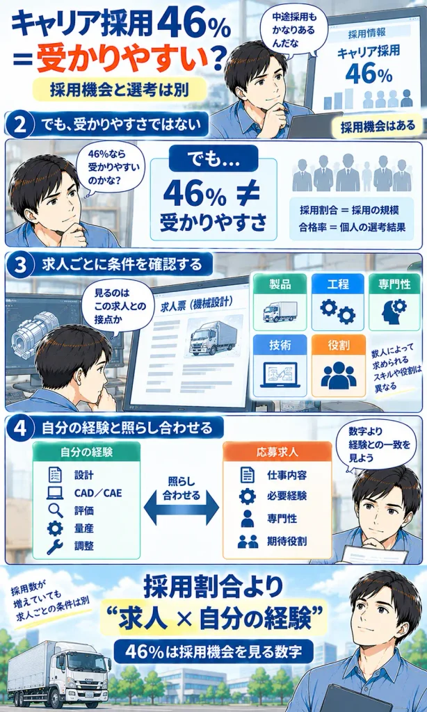 キャリア採用46％＝誰でも受かるではない