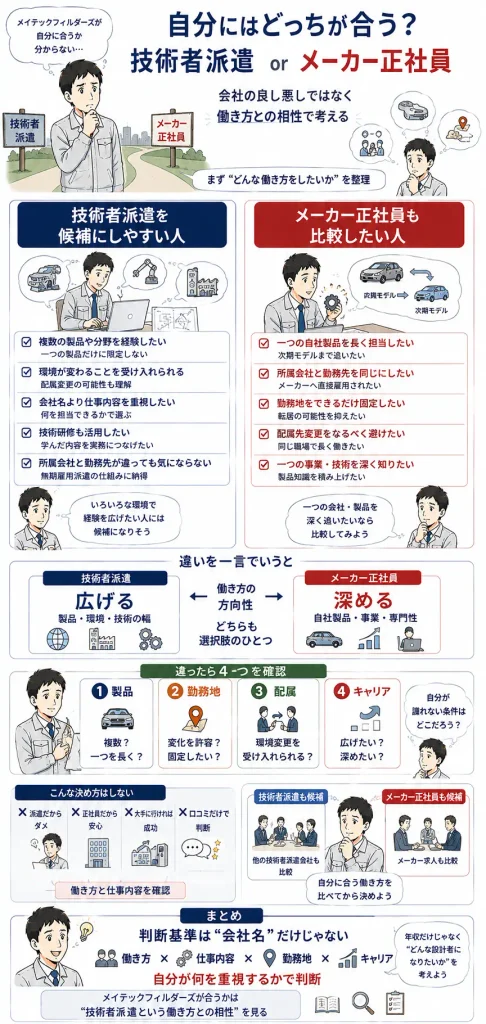 メイテックフィルダーズが候補になりやすい人／メーカー正社員も比較したい人