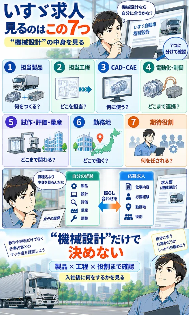 機械設計者がいすゞ求人を見る7項目