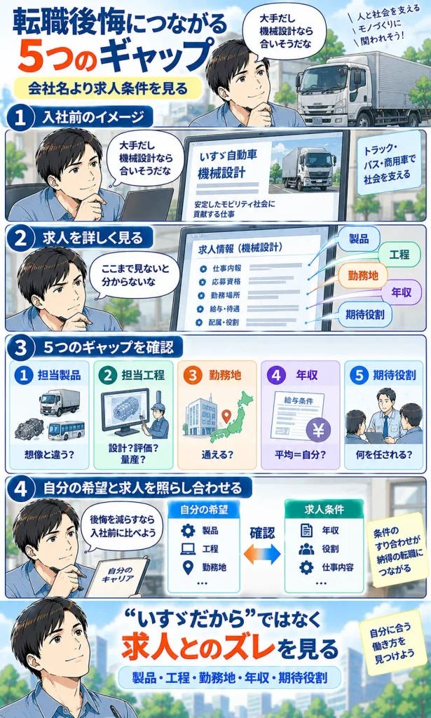 いすゞへの転職後悔につながりやすい5つのギャップ