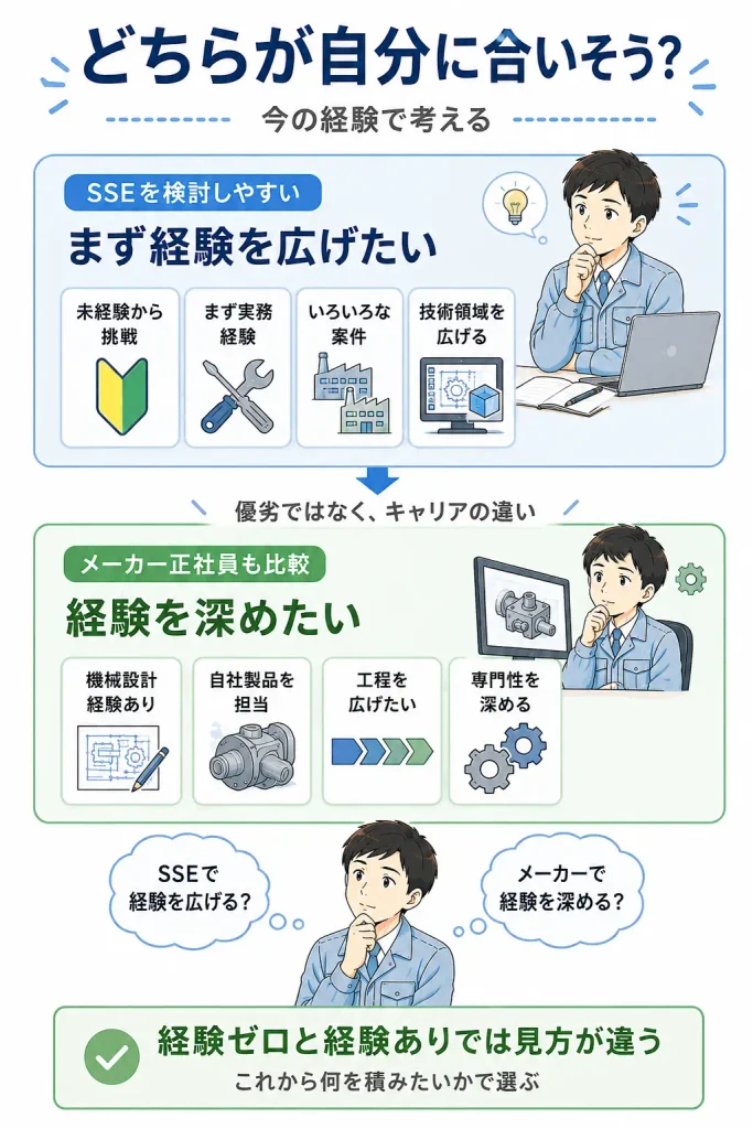 SSEを検討しやすい人／メーカー正社員も比較したい人