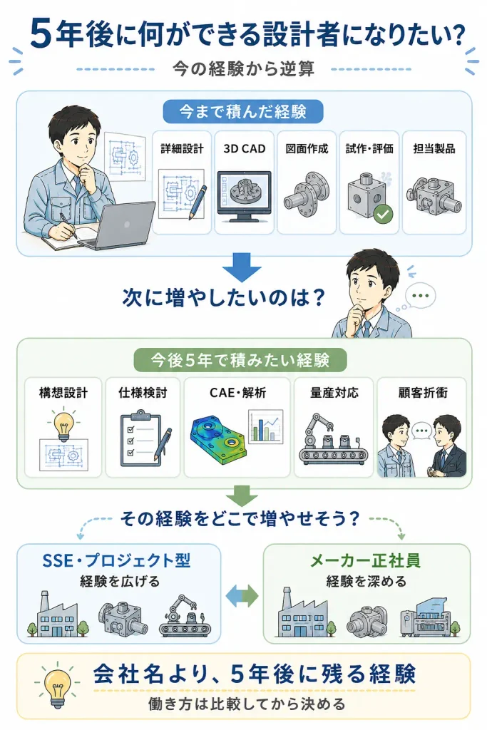 今の経験／今後5年で積みたい経験