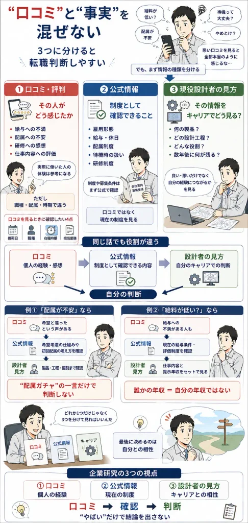 口コミ・公式情報・現役設計者の見方を分けて考える