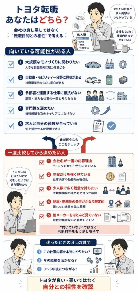 トヨタ転職が向いている人／一度比較したい人