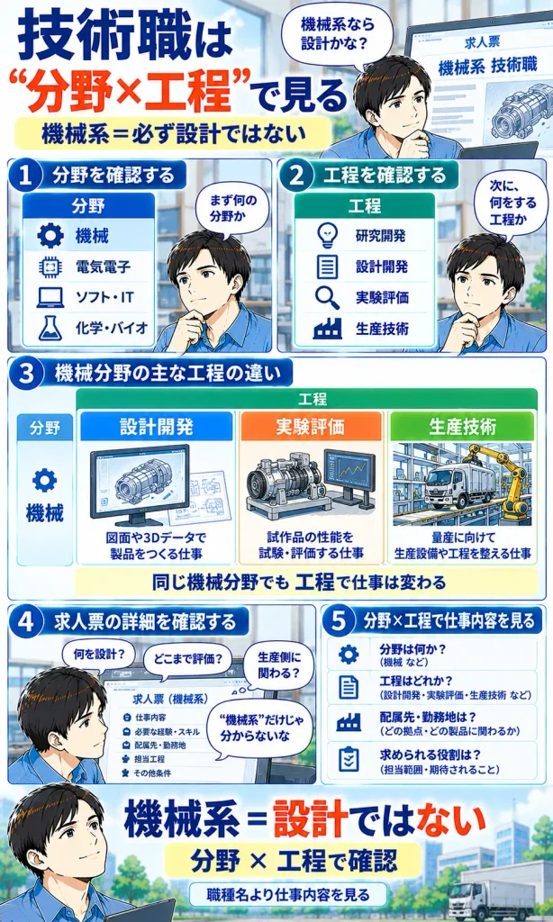技術職は“分野×工程”で見る