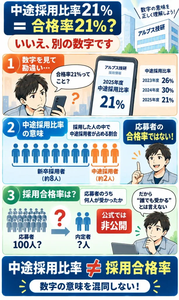 中途採用比率と採用合格率は別物