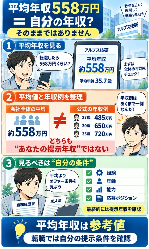 平均年収558万円＝自分の転職後年収ではない