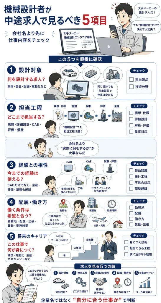 機械設計者が中途求人で確認したい5つのポイント