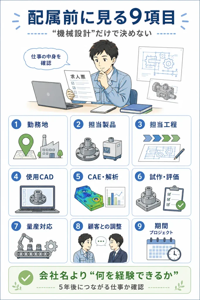 機械設計者が配属前に確認したい9項目