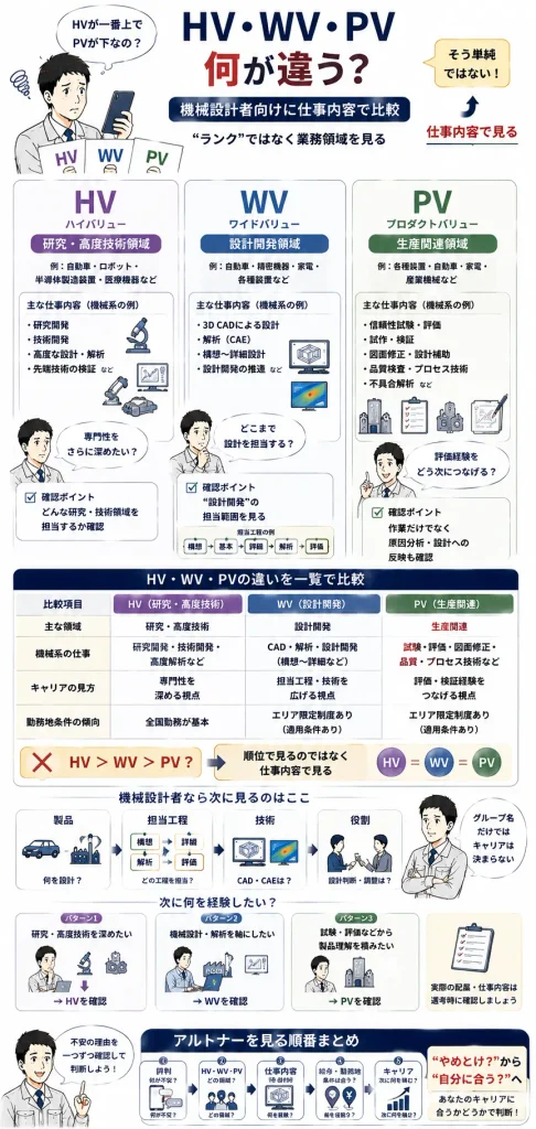 アルトナーのHV・WV・PVの違いを機械設計者向けに比較