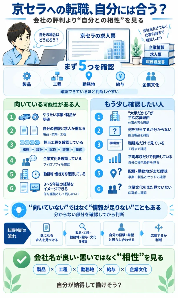 京セラへの転職が向いている可能性がある人と、応募前にもう少し確認したい人