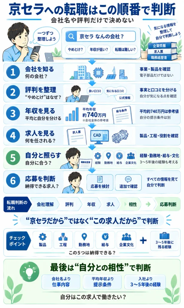 京セラについて調べ始めてから、自分に合う転職先か判断するまでの流れ