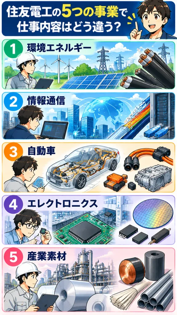 住友電工の5事業と仕事内容の違い