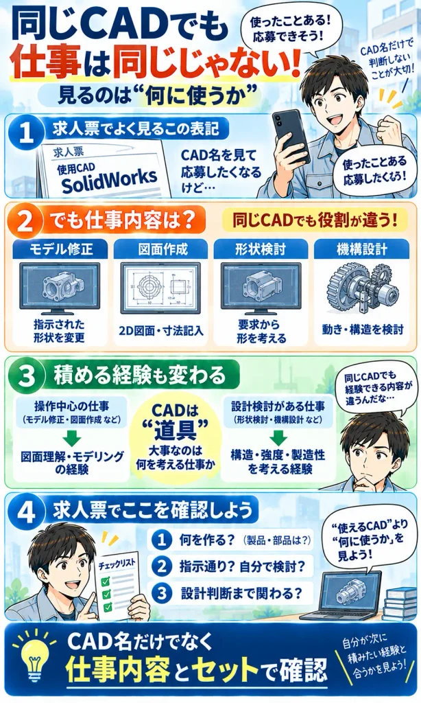 同じCADを使う求人でも、仕事内容は同じではない