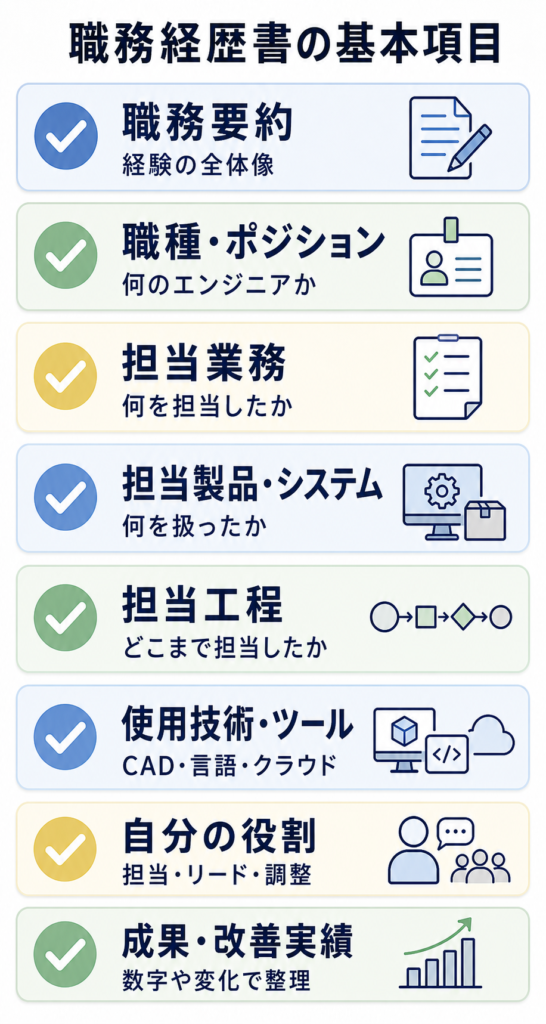 エンジニアが職務経歴書に書くべき基本項目