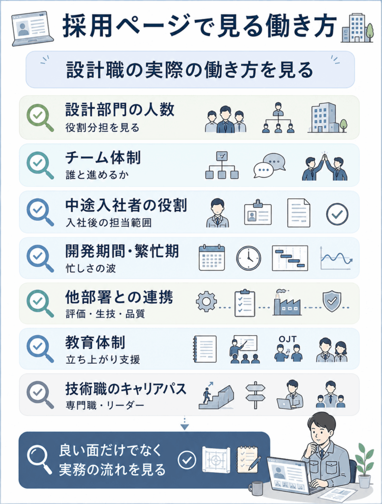 採用ページで見るべき設計職の働き方