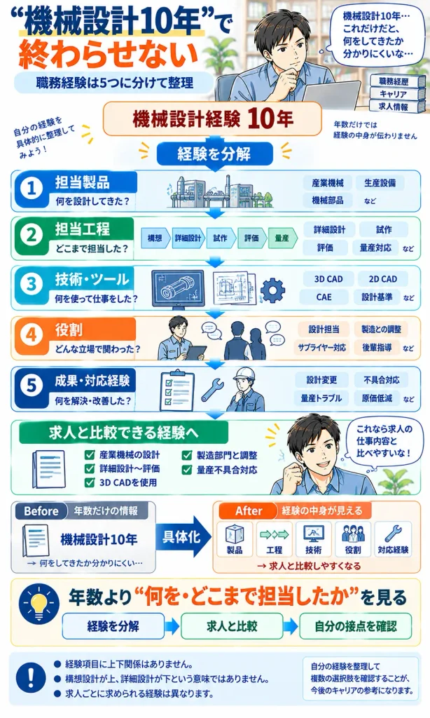 機械設計者の職務経験を分解する