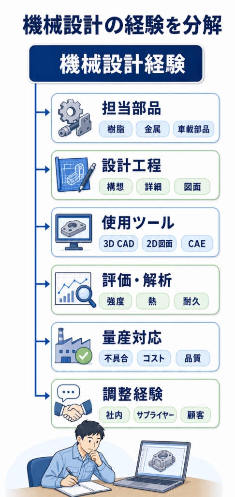 機械設計エンジニアの経験を分解する図解