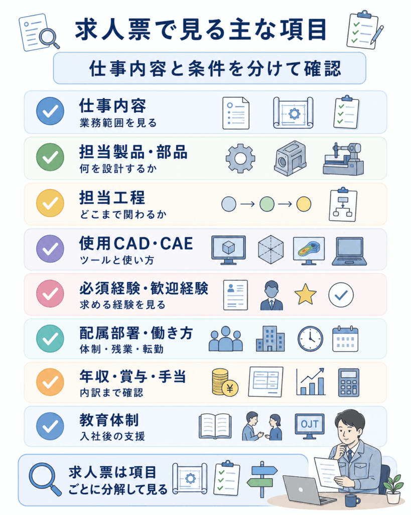 機械設計の求人票で主に見るべき項目チェックリスト