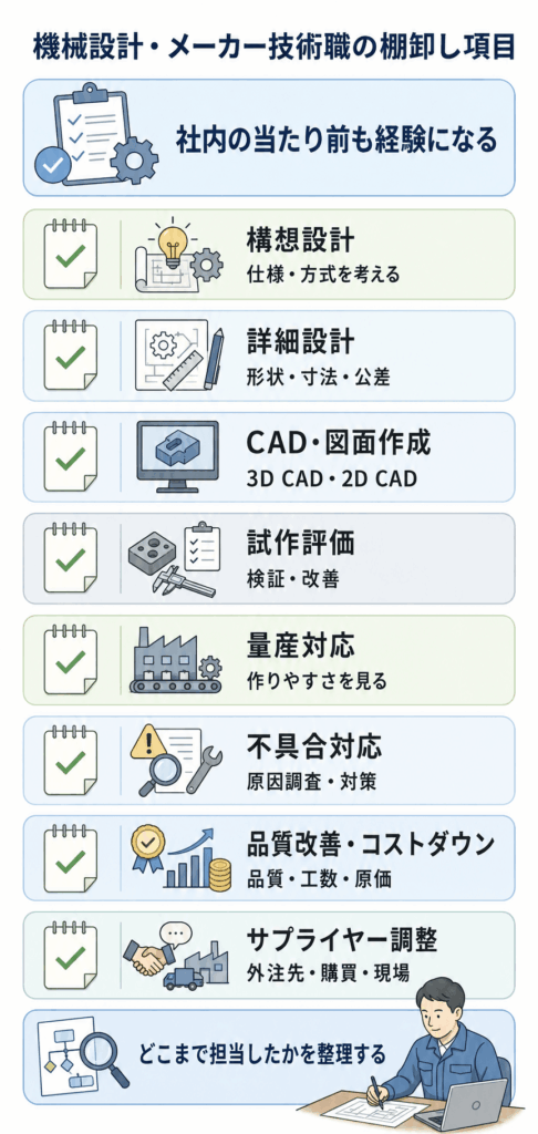 機械設計・メーカー技術職が棚卸ししたい経験