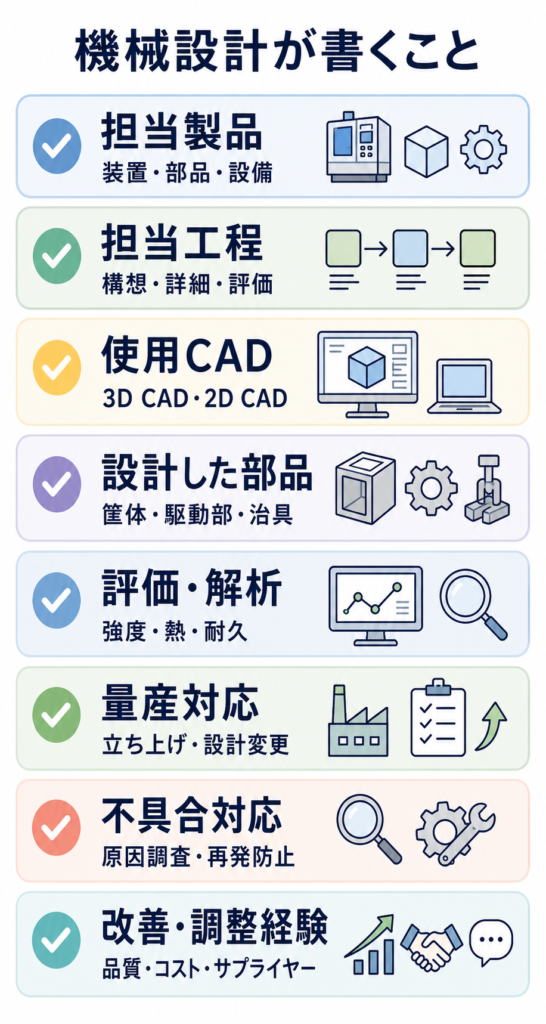 機械設計エンジニアが職務経歴書に書くこと