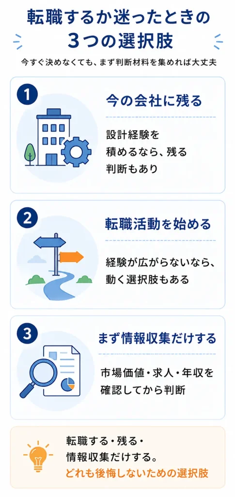 転職するか迷ったときの3つの選択肢