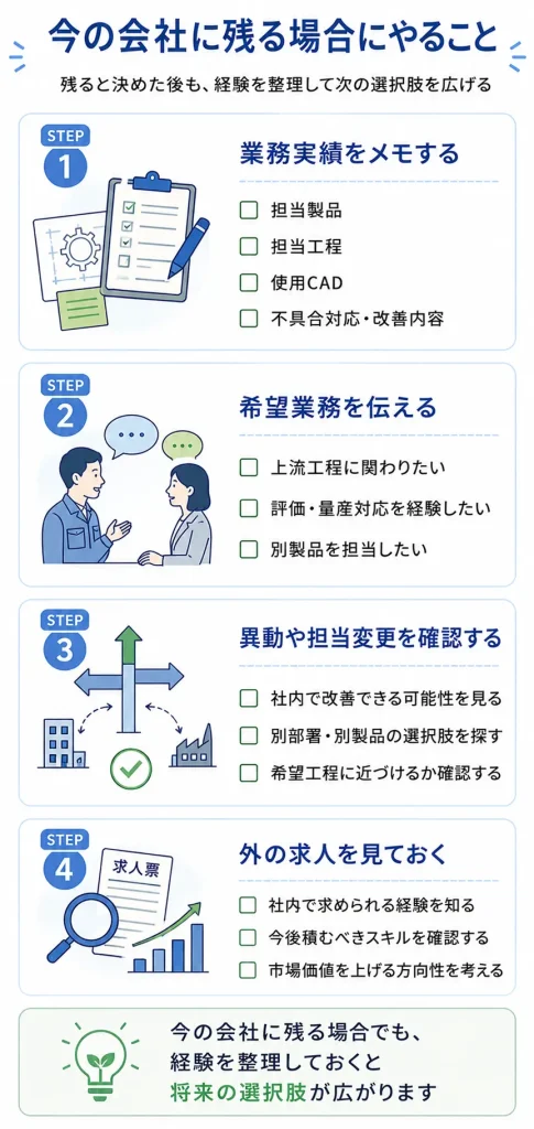 今の会社に残る場合にやるべきこと