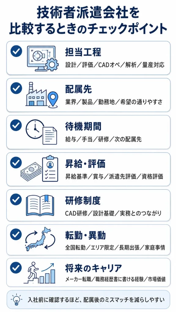 技術者派遣会社を比較するときのチェックポイント