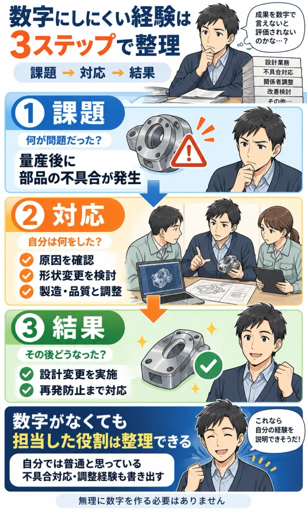 機械設計経験を「課題→対応→結果」で整理する
