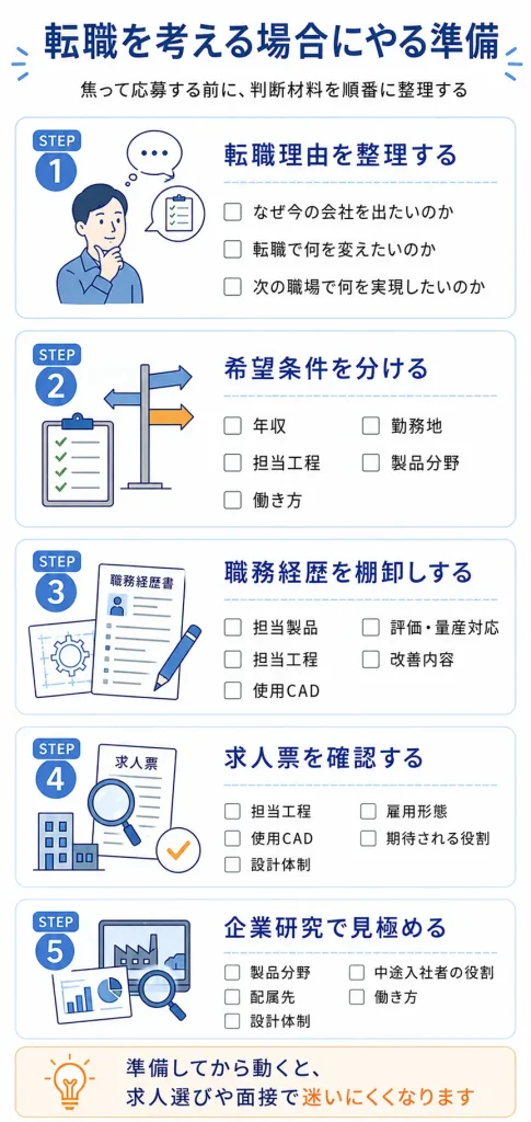 転職を考える場合にやるべき準備フロー