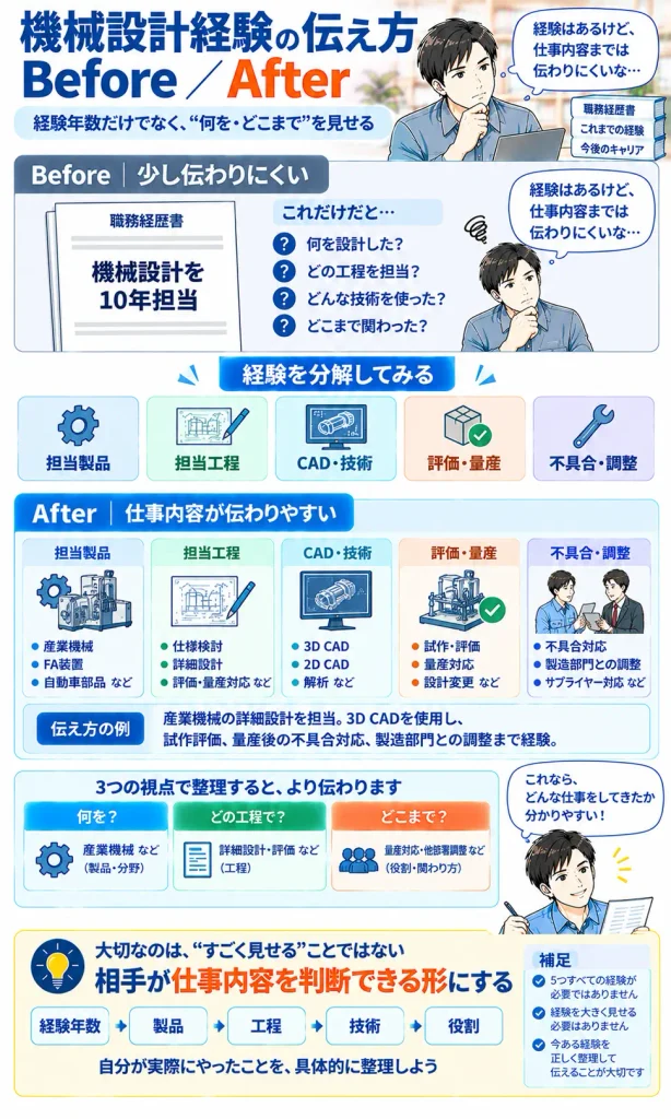 機械設計経験の伝え方 Before／After