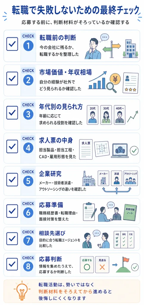 機械設計者が転職で失敗しないための進め方