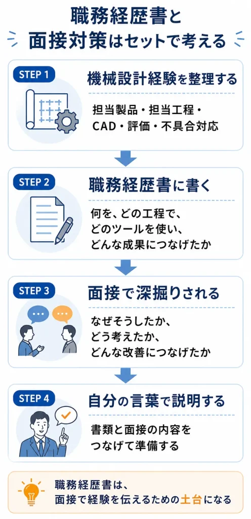 職務経歴書と面接対策をセットで考える流れ