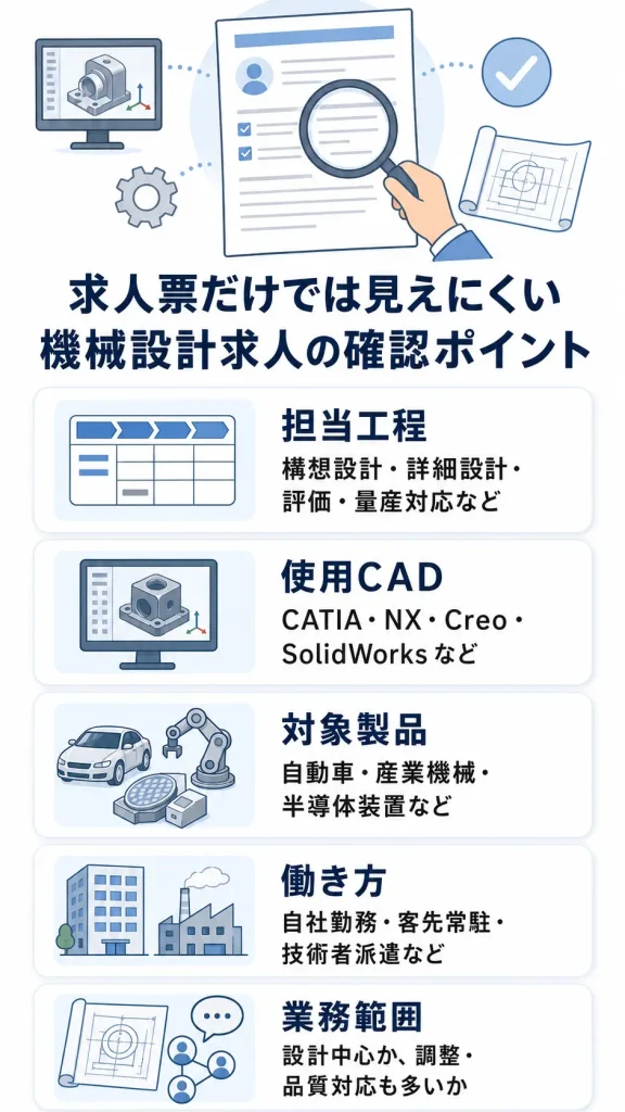 求人票だけでは見えにくい機械設計求人の確認ポイント