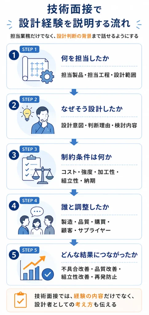 技術面接で設計経験を説明する流れ