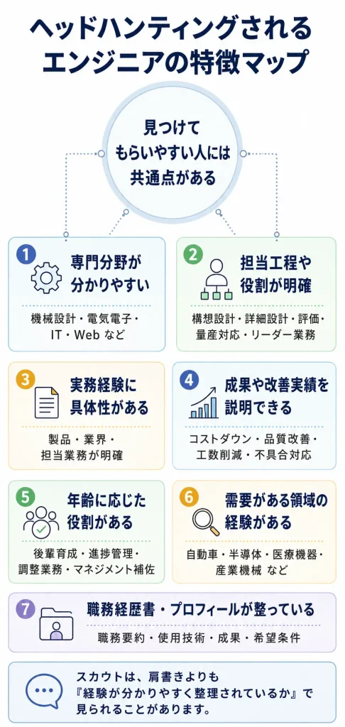 ヘッドハンティングされるエンジニアの特徴マップ
