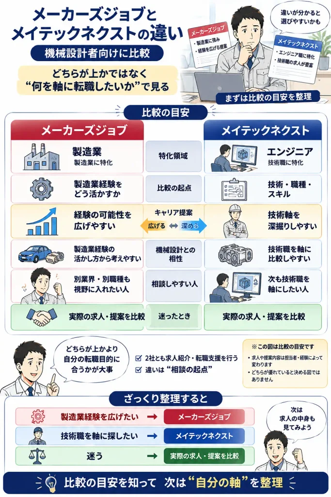 メーカーズジョブとメイテックネクストの違い比較