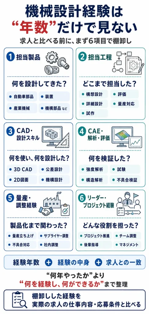 機械設計者の経験を6項目で棚卸し