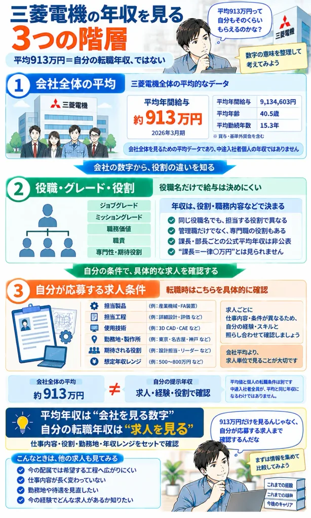 三菱電機の年収を見る3つの階層