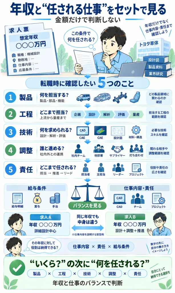 年収額だけでなく、その年収で任される仕事・責任まで見る