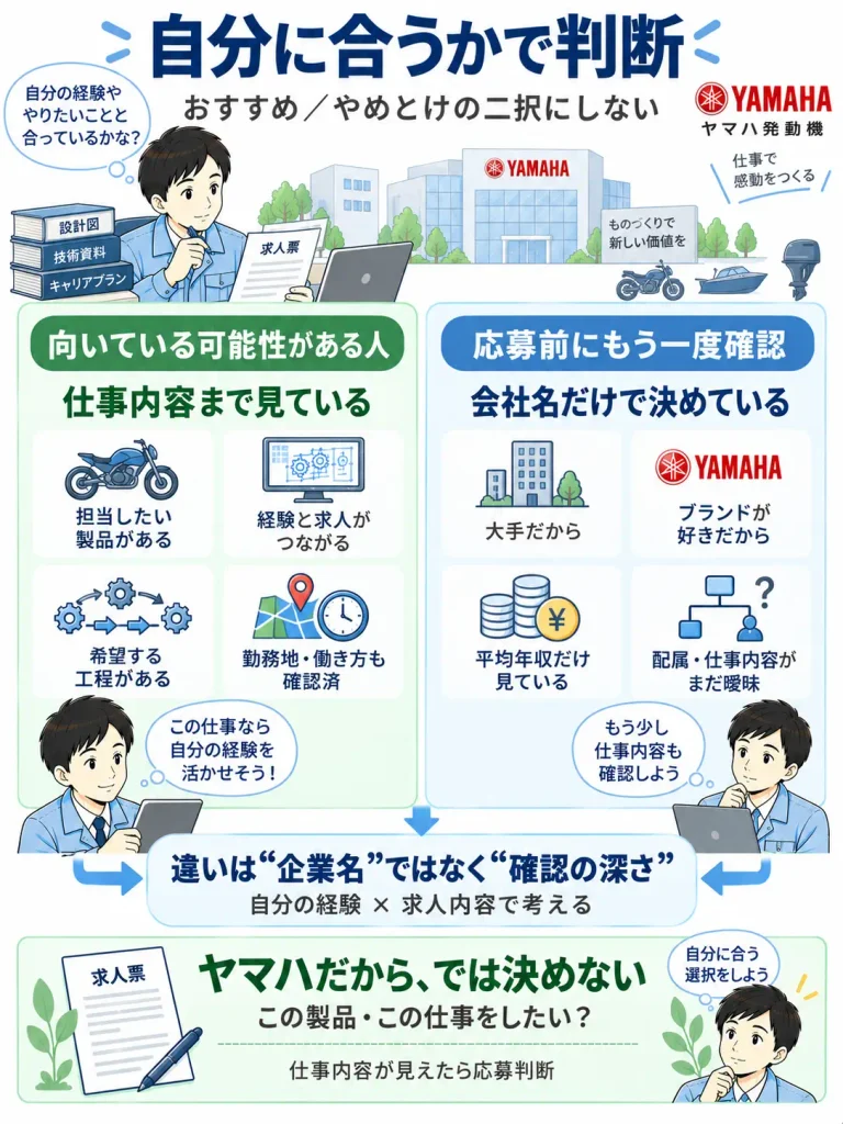 向いている可能性がある人／応募前にもう一度確認したい人