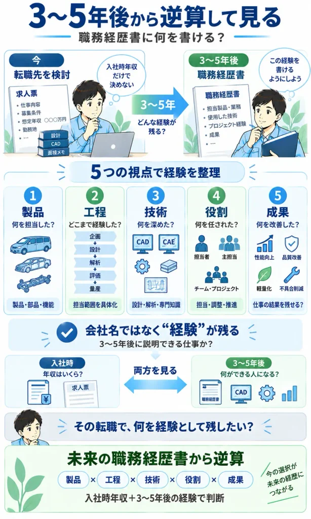3～5年後の職務経歴書から転職先を見る図