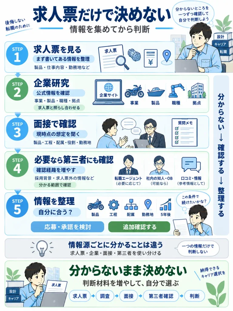 求人票だけで決めず、複数の確認ルートを使って転職判断する